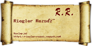 Riegler Rezső névjegykártya